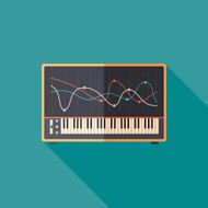 Sound equalizer flat square icon with long shadows Set 3