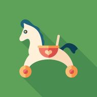 Toy baby horse flat square icon with long shadows