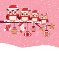 owls family christmas party invitation design