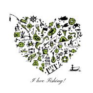 Love fishing sketch for your design