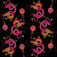 Chinese New Year Dragon dance Seamless background pattern