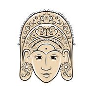 Wooden mask of indonesian dancer woman sketch for your design