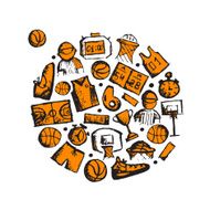Basketball icons set sketch for your design