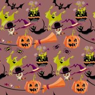 Set of traditional Halloween elements Seamless background pattern