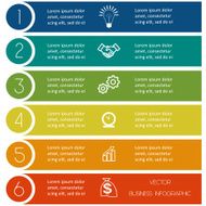 Infographic template from Colourful strips six positions N2