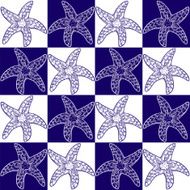 STARFISH ZENTANGLE PATTERN BLUE AND WHITE 1 N2