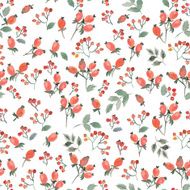 hand drawn red watercolor berries seamless pattern N6