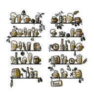 Shelves with beer icons sketch for your design N3