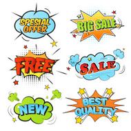 Set of cartoon labels