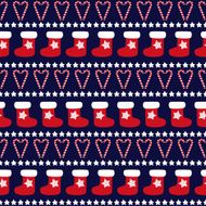 Seamless Christmas pattern with xmas socks stars and candy canes N2