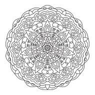 Circular symmetric ethnic pattern Mandala coloring