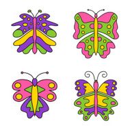 Set of color abstract butterfly isolated