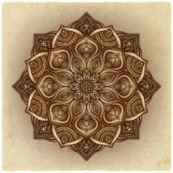 floral brown round ornament