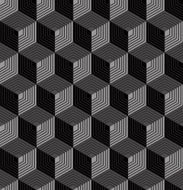 monochrome striped cube pattern N2
