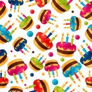 Celebration festive seamless pattern with birthday cakes