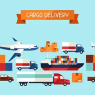Freight cargo transport icons seamless pattern in flat design style
