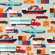 Freight cargo transport seamless pattern in flat design style