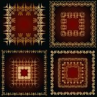 set of a abstract patterns with golden floral ornaments