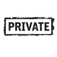Black grunge stamp and text PRIVATE