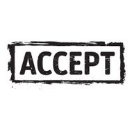 Black grunge stamp and text ACCEPT