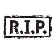 Black grunge stamp and text RIP