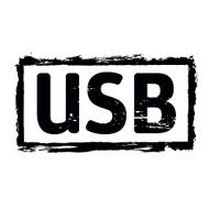 Black vector grunge stamp Symbol of USB