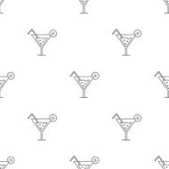 Vector line style cocktail seamless pattern Cocktail glass background
