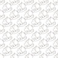 Vector outline cupcakes seamless pattern Kawaii cakes simple background