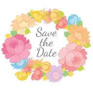 Hand drawing vector floral frame with lettering SAVE THE DATE