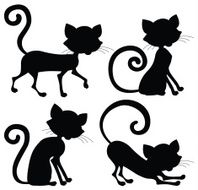 cat silhouette in different poses
