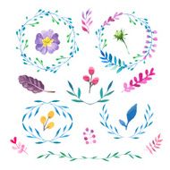 Vector Illustration Hand-painted watercolor design elements N7