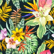 Vector illustration with watercolor flowers N3