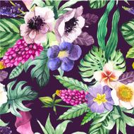 Vector illustration with watercolor flowers N8