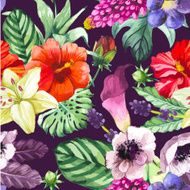 Vector illustration with watercolor flowers N9