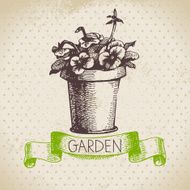 Vintage sketch gardening background Hand drawn design N3