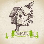 Vintage sketch gardening background Hand drawn design N5