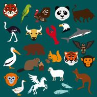 Animal and bird flat icons
