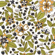 Floral seamless pattern with blackberries