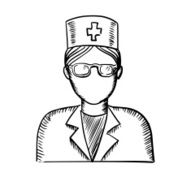 Sketch of a doctor or nurse