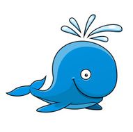 Happy little blue cartoon whale N2