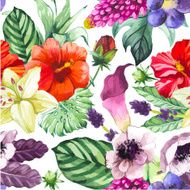 Vector illustration with watercolor flowers N30