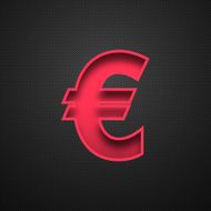 Euro Symbol &euro; - Red on Carbon Fiber Background