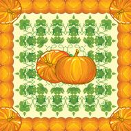 pattern of ripe pumpkins with leaves
