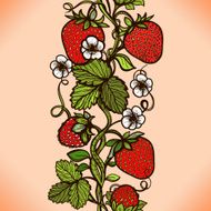 Abstract color seamless lace pattern with flowers leaves and strawberry