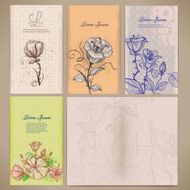 Set of vintage cards with flowers