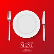 Restaurant menu design with plate and silverware vector