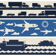 Freight cargo transport icons seamless patterns in flat design style