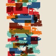 Freight cargo transport icons seamless pattern in flat design style N2