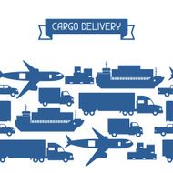 Freight cargo transport icons seamless pattern in flat design style N3