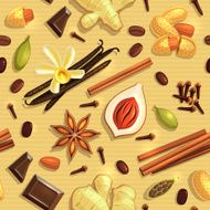 Gourmet Coffee Spices seamless pattern Vector illustration eps10